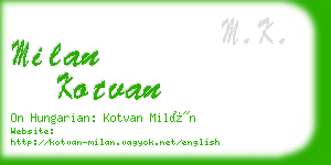 milan kotvan business card